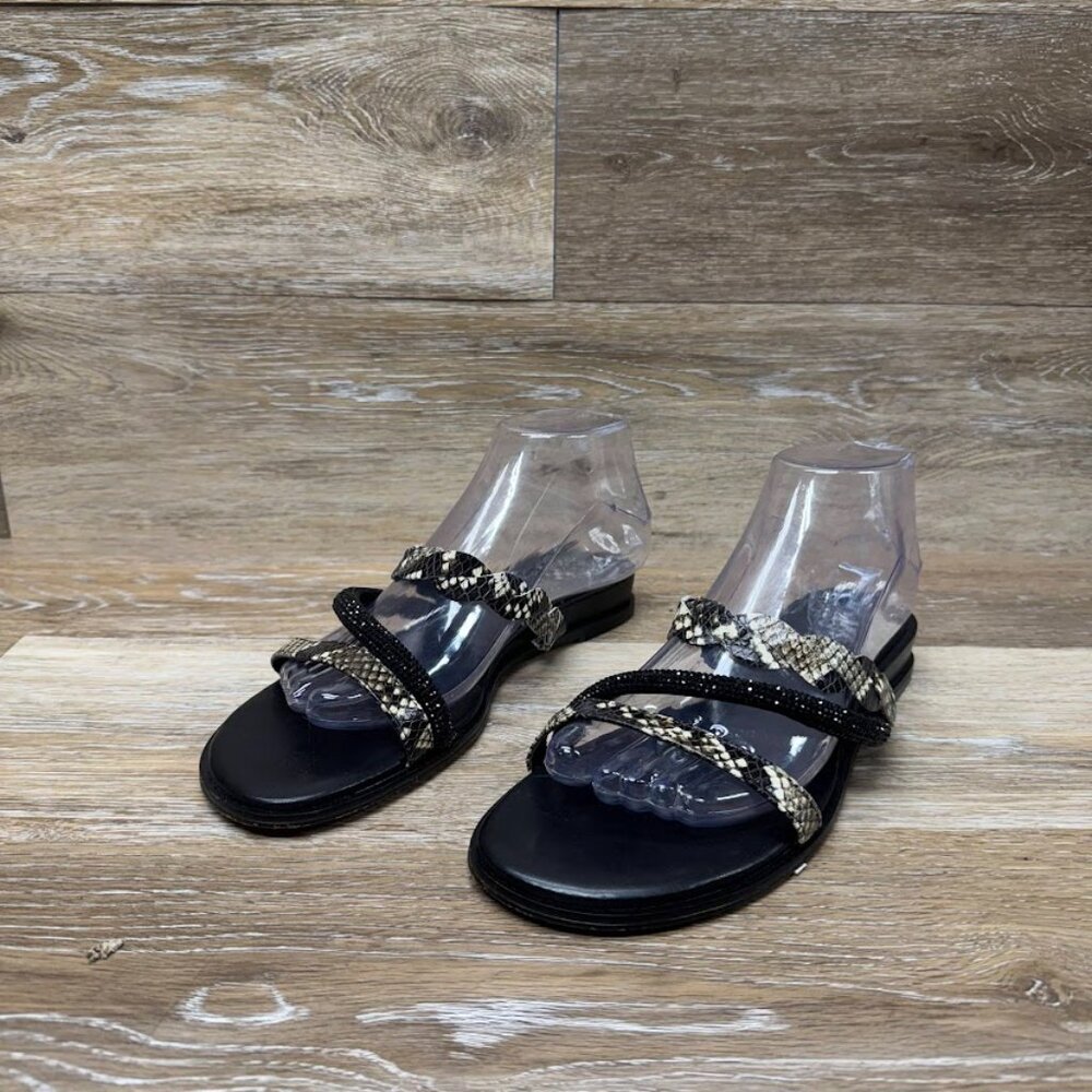 Vince Camuto Aruelle Black Snakeskin Leather Slide Sandal Women's Size 9